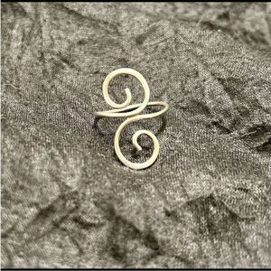 Handcrafted Sterling Silver Scroll Ring, Boho Wire Double Spiral Ring, US Size 9